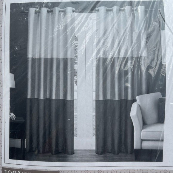 Exclusive Home Chateau Striped Faux Silk Grommet Top Curtain Panel Pair, 54"x108 - Picture 2 of 8